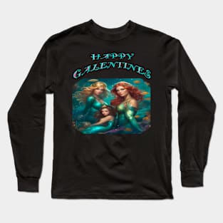 Galentines day mermaids Long Sleeve T-Shirt